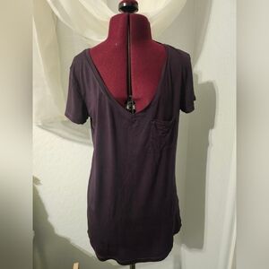 PAIGE Small Purple V-neck Tee